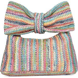 Womens Multi Fashion Clutch Bow Purses Straw Photos Party Wedding
